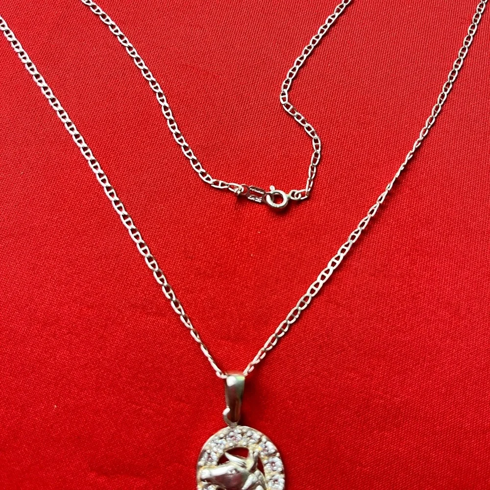 Elegant 925 strling Silver Necklace with‎ Horse Pendant